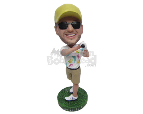 Male Golfer Happy with the Shot He Played Personalized Bobblehead Male Golfer Happy with the Shot He Played Personalized Bobblehead